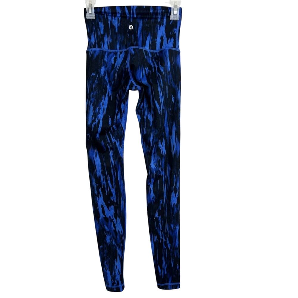 LULULEMON Blue Black Wunder Under High Rise Full Ankle Workout Leggings Size 4